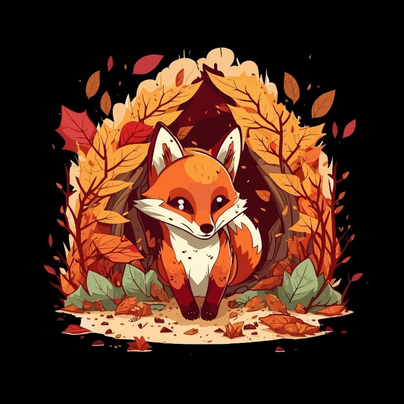 Herbstfuchs im Blätterkreis
