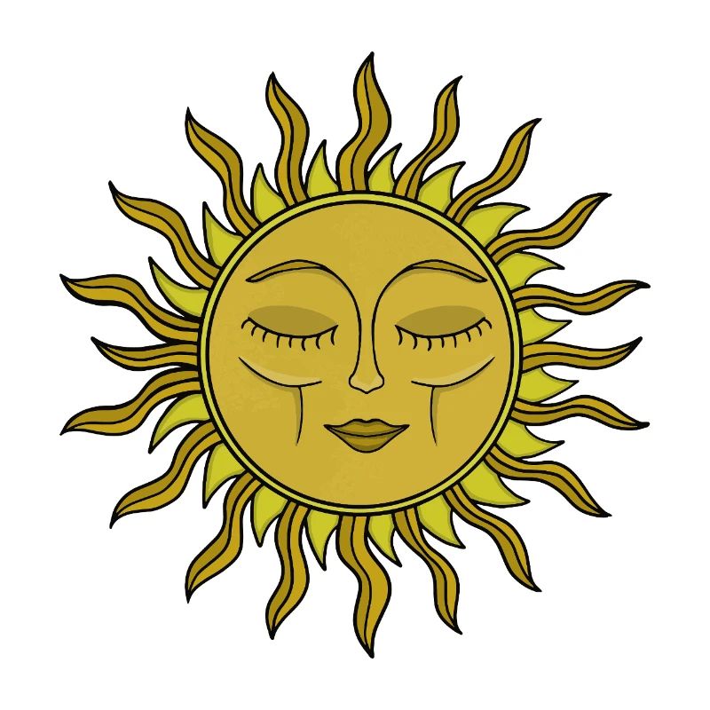 Vintage Celestial Sun Mystical Boho Art