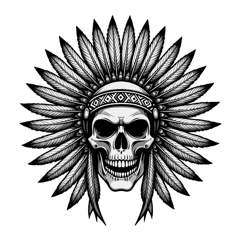Indian Skull Warrior Feather Headdress