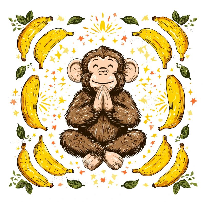 Dankender Affe mit Bananenring