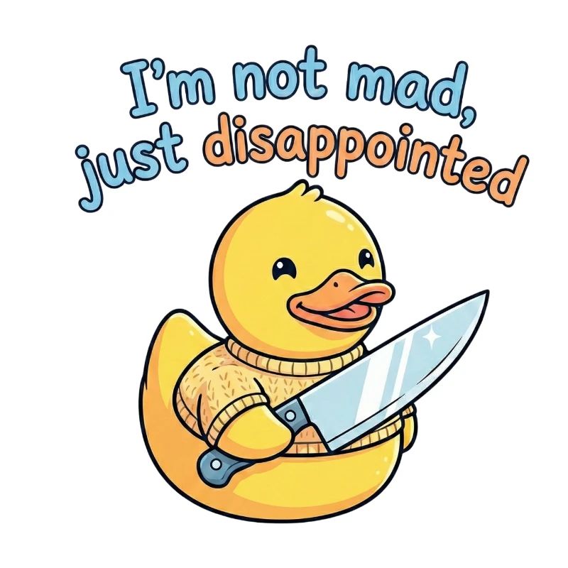 Enttäuschte Ente mit Messer