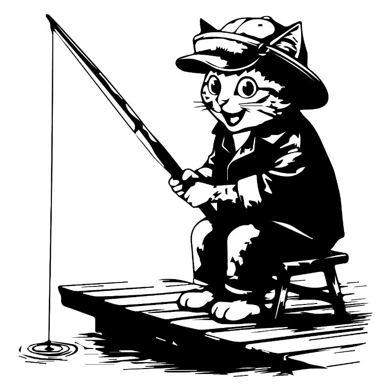 Chat pêcheur mignon - Design de pêche drôle