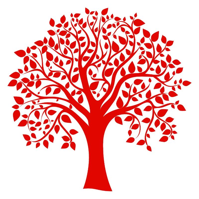 Rote Jumbo-Baum-Print-Silhouette
