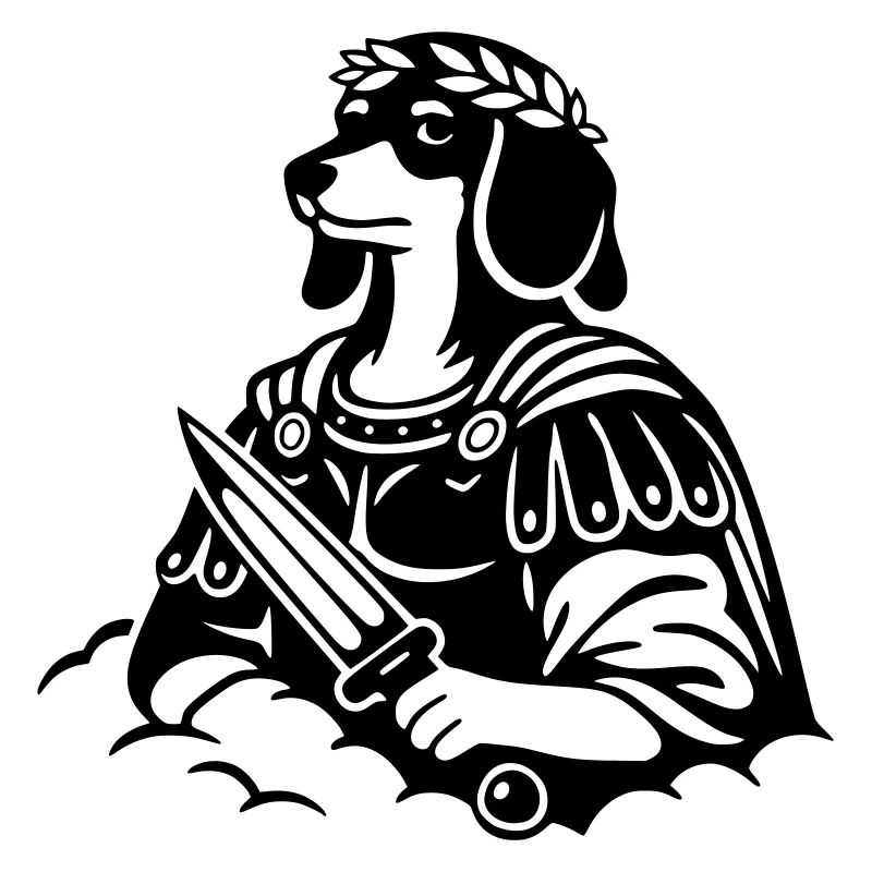 Roman Dachshund Warrior Fighter Sword Dagger