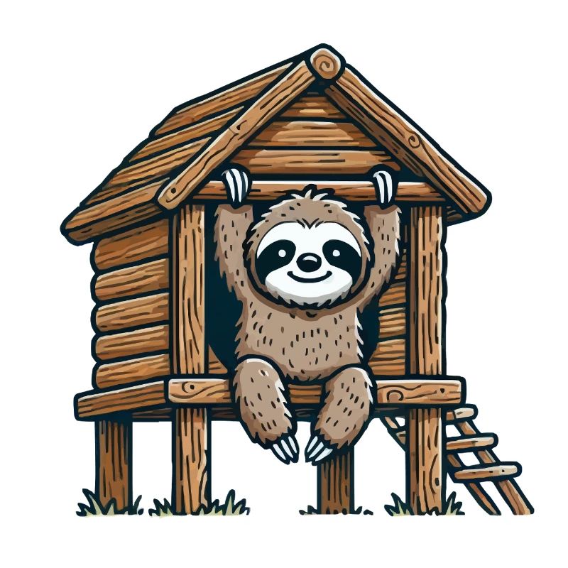 Faultier im Baumhaus Illustration