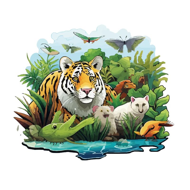 Illustration de la faune du tigre dans la jungle