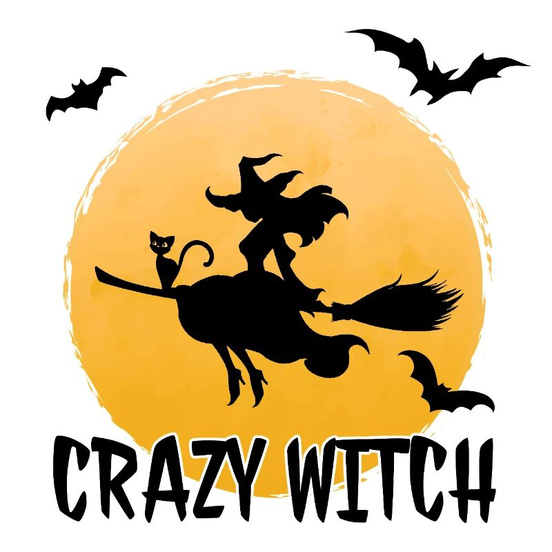 Witch on a broom over the moon