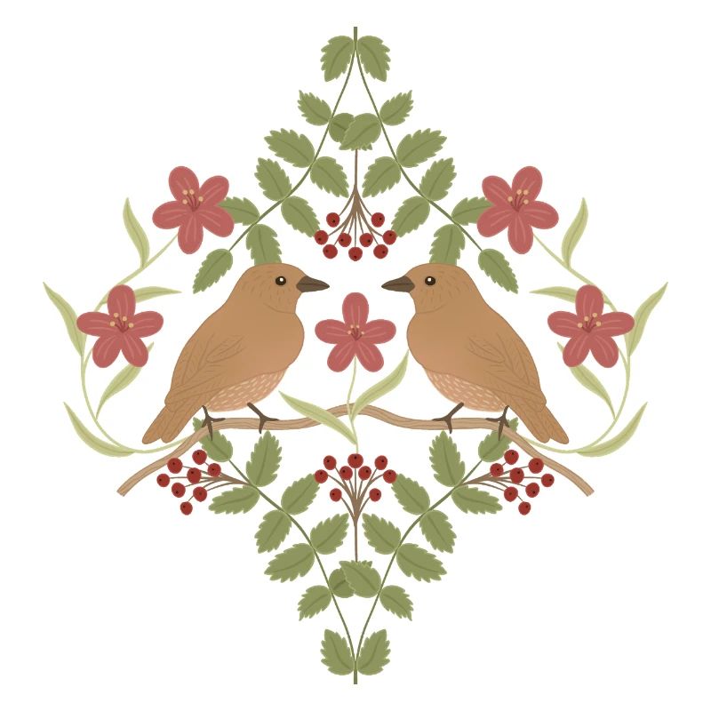 Birds on a Blooming Wreath