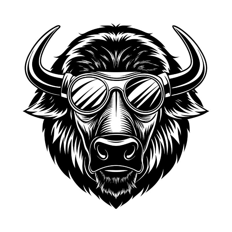 Bisonkopf mit Sonnenbrille