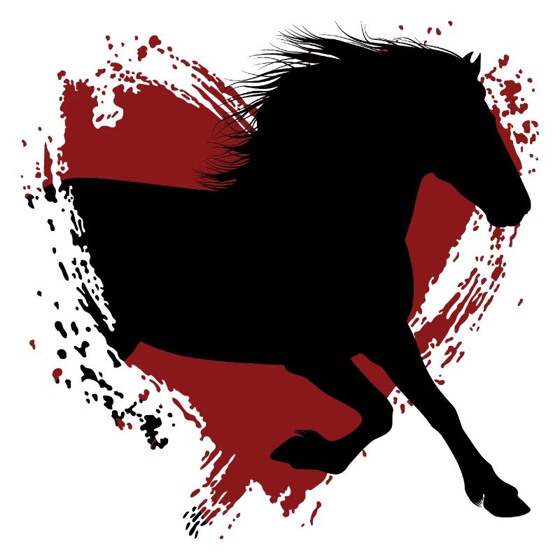 Die Silhouette eines friesischen Pferdes und eines Herzens