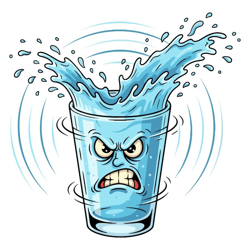 Wütendes Wasserglas Splash