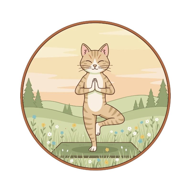 Chaton chat yoga faisant de l’art en posture d’arbre