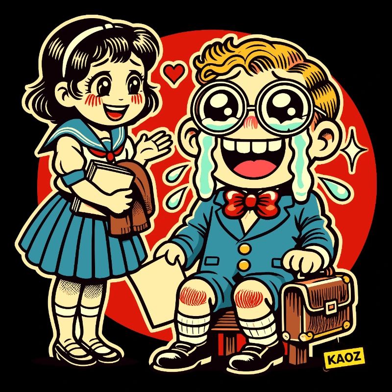 Retro Schulkinder mit Herz Hintergrund