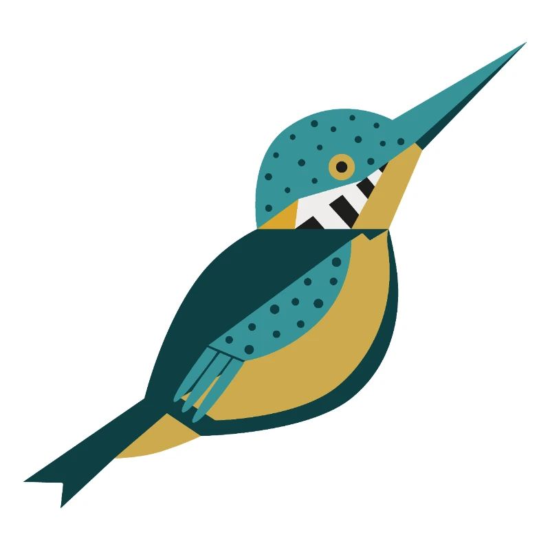 Geometric style kingfisher with polka dots L blue