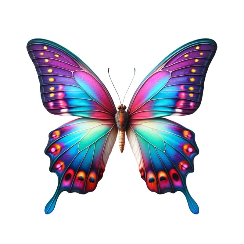 Neon Butterfly Color Explosion Wing Art