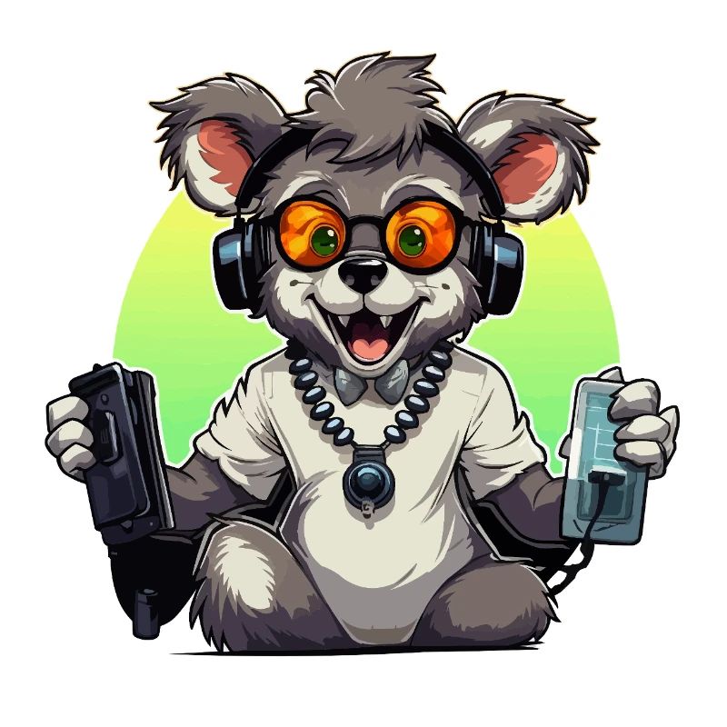 Gamer Koala mit Headset