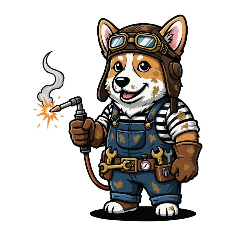 Corgi Schweißer Steampunk Industriemechaniker