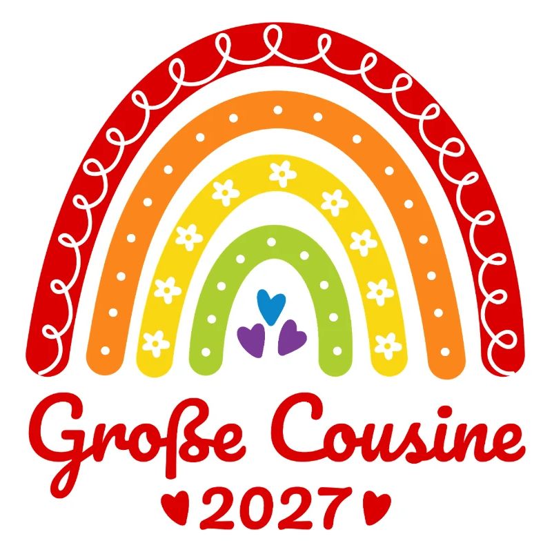Große Cousine 2027 Boho Regenbogen bunt