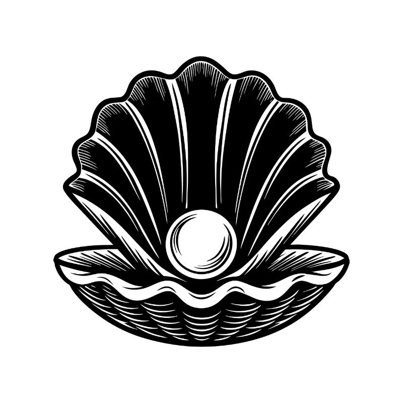 Palourde avec perle isolée sur fond blanc