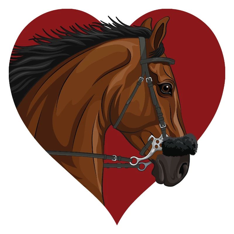Der Kopf eines braunen Pferdes und ein Herz