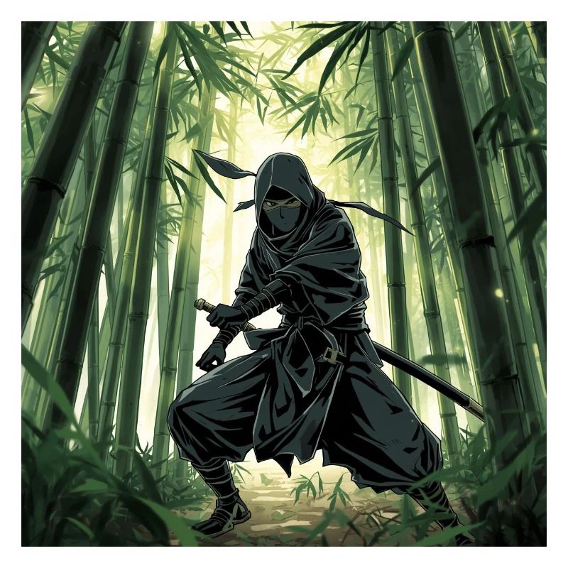 Ninja in the bamboo forest