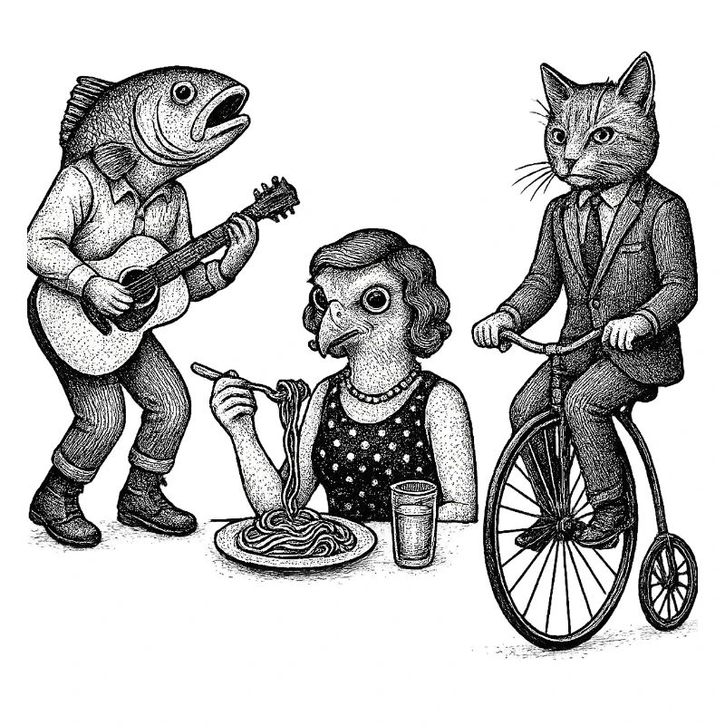 Verspieltes Tiertrio-Parade