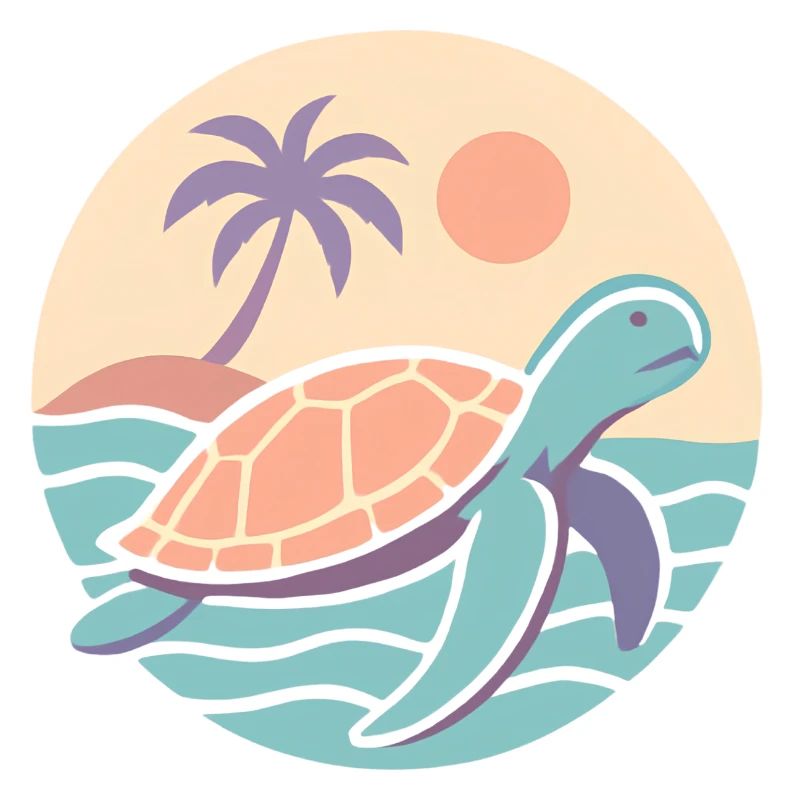 Retro turtle on the beach