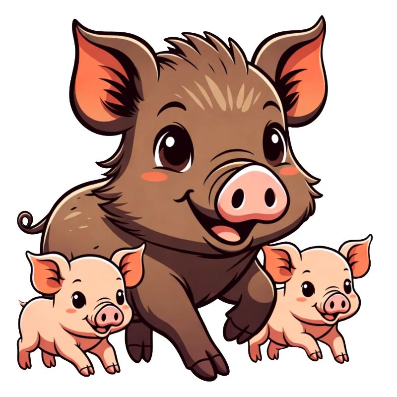 Wildschwein mit Ferkeln