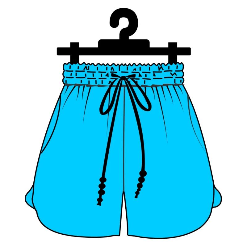 Blaue Sportshorts oder Jogginghosen an der Kleidung h