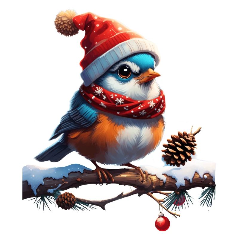Oiseau de Noël doux, petit et sympathique