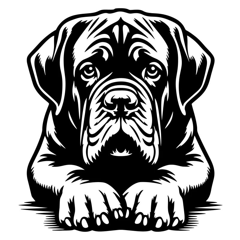 Dogue de Bordeaux head with paws