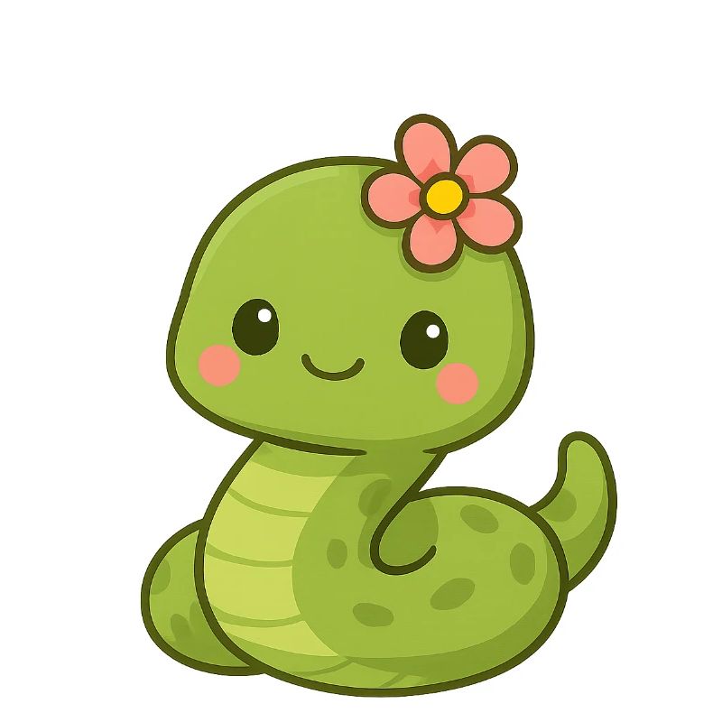 Mignon serpent dame avec fleur