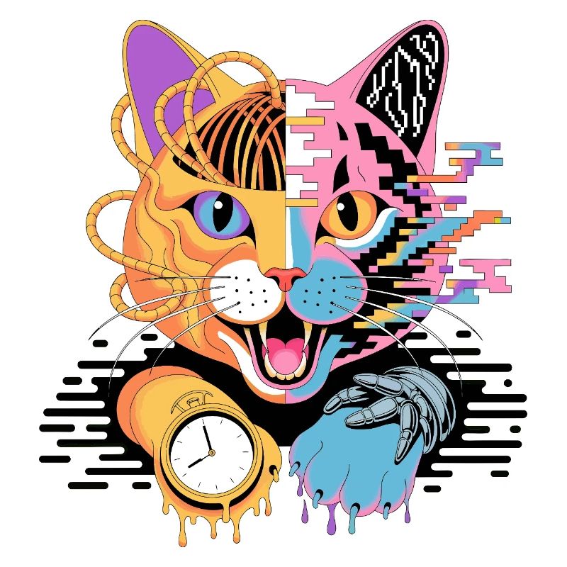 Digitale Katzenfusion Illustration