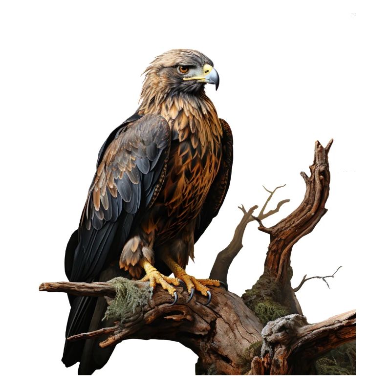 Imperial eagle on mossy branch