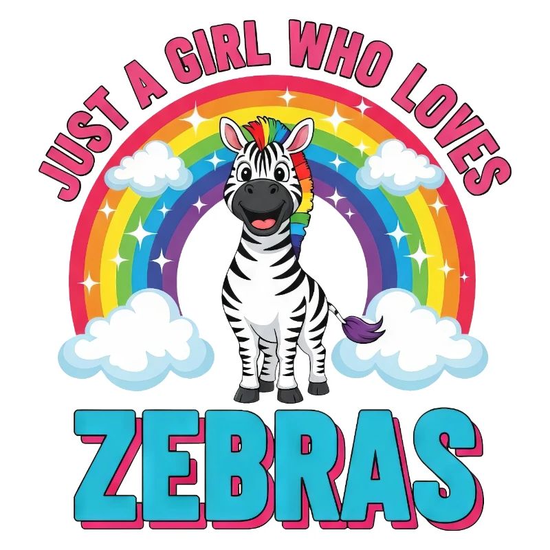 Süßes Zebra Cartoon Regenbogen Mädchen Spruch