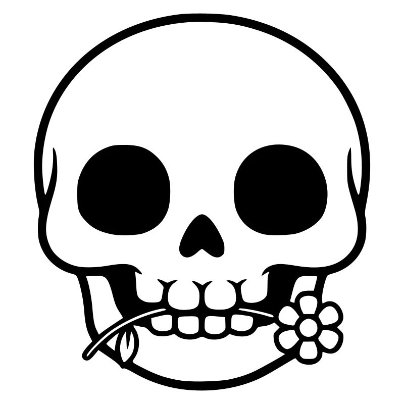 Crâne avec fleur | Symbole de la vie et de la mort