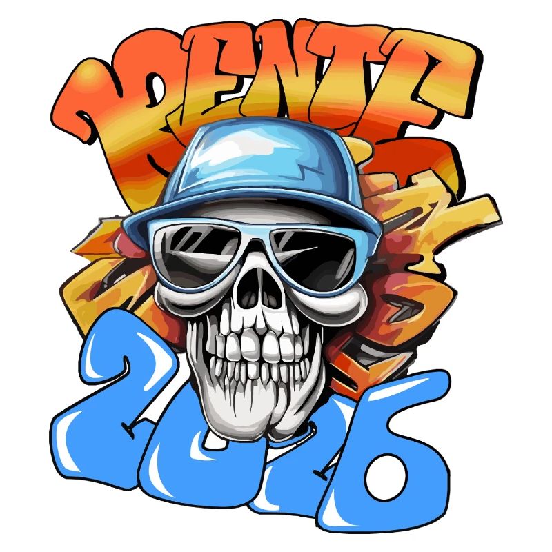Skull Pensioner 2026 Graffiti Néon Pop Art