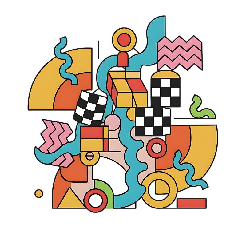 Colorful geometry in abstract style Pop Art 90s