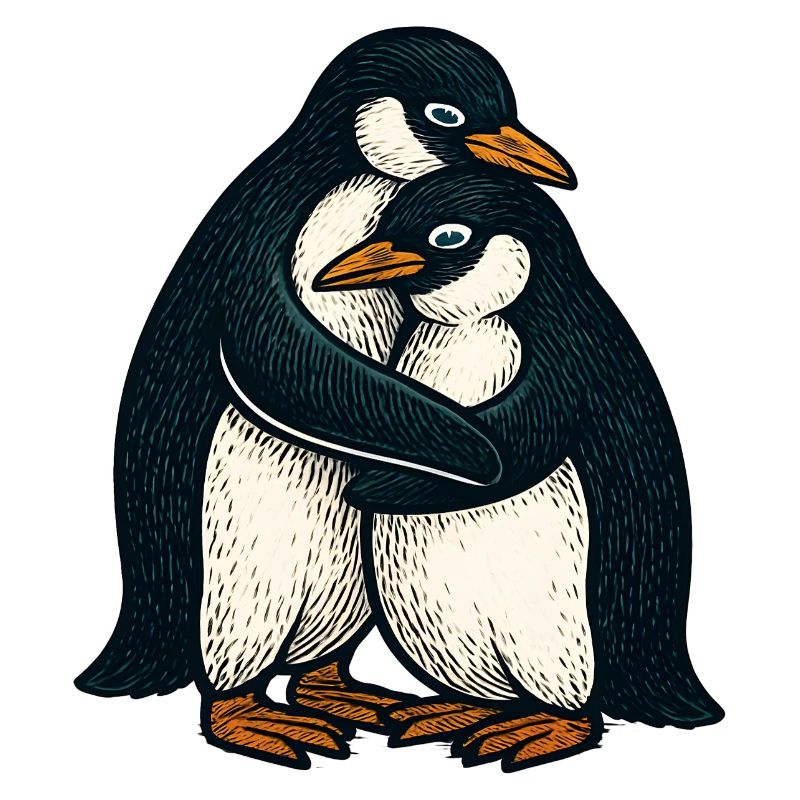 Penguin couple cuddle time