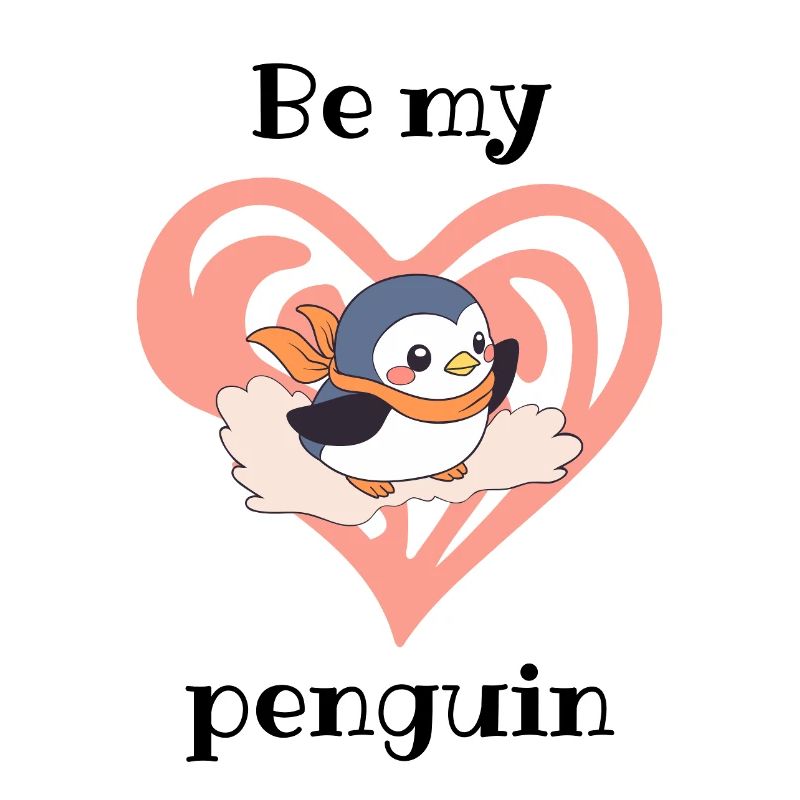 Pingouin Cœur avec Écharpe