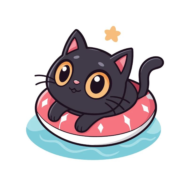Chat kawaii sur boué rose