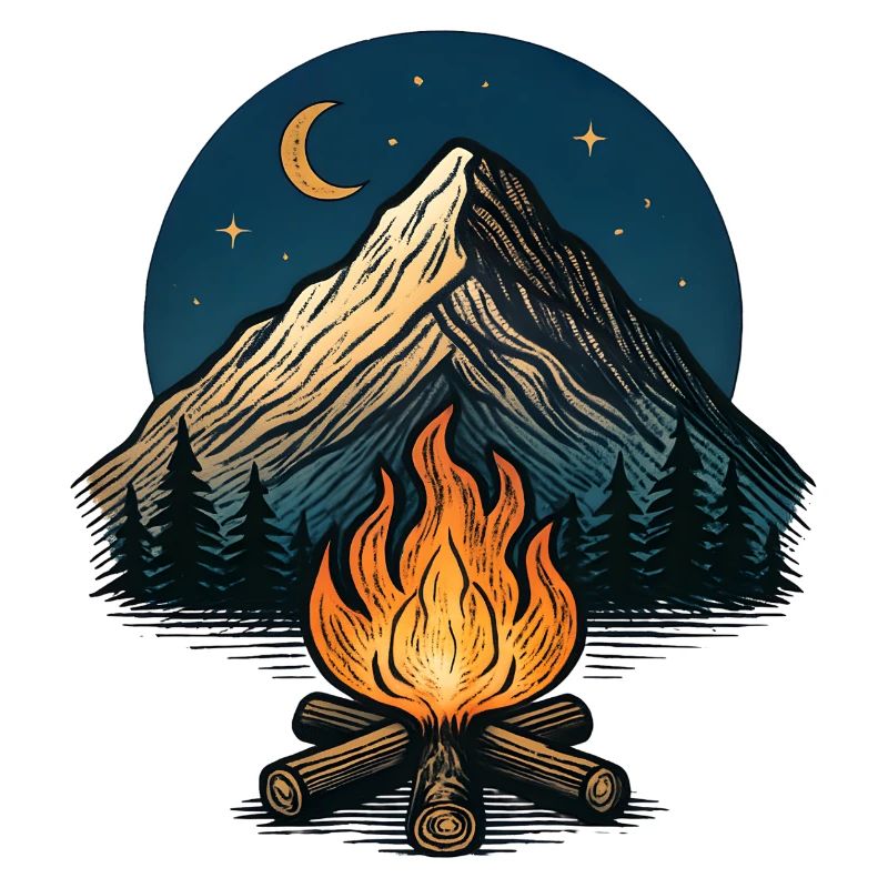 Mountain Moon Campfire Night