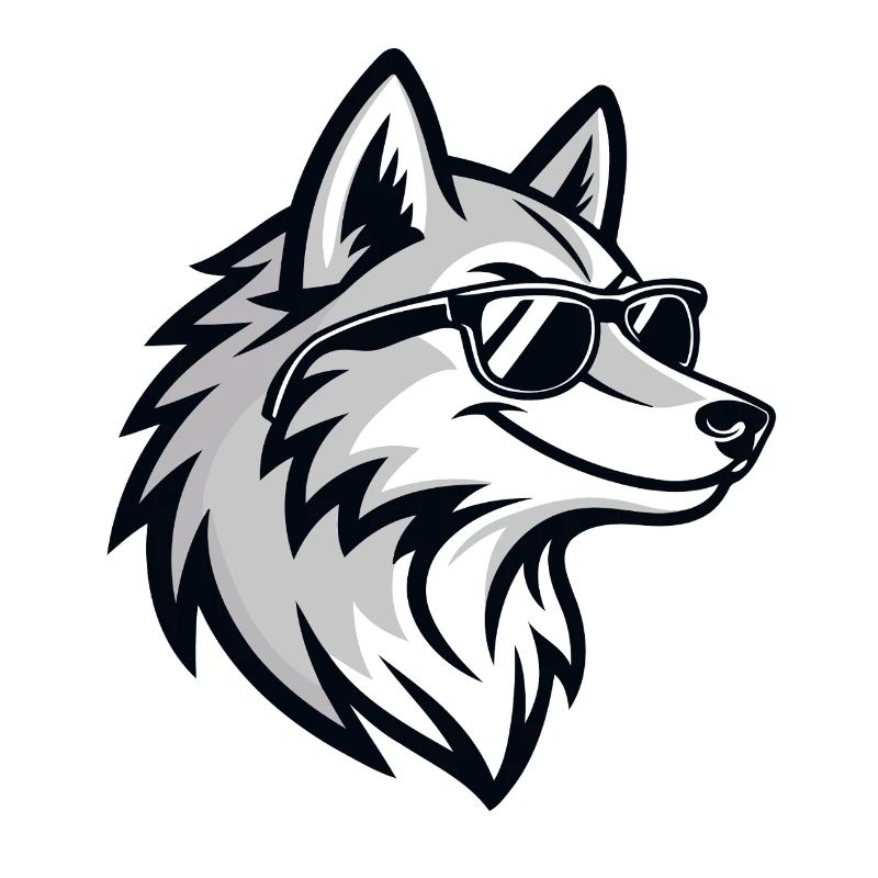 Graphic Wolf with Glasses