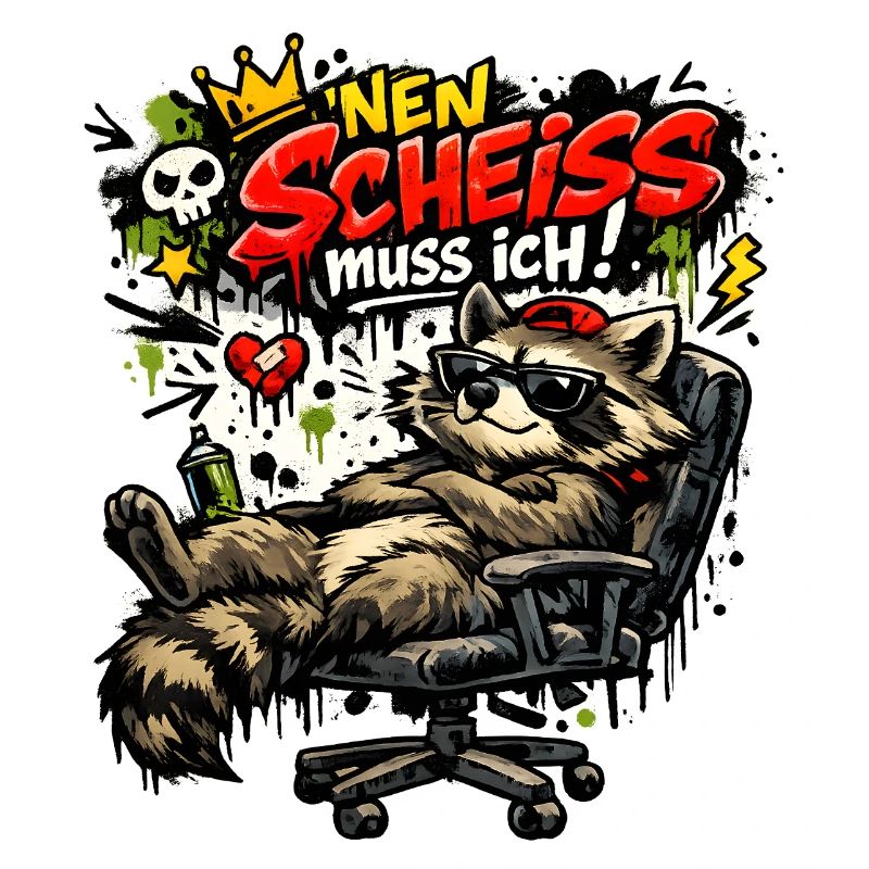 Lustiger Waschbär Spruch Nen Scheiss muss ich