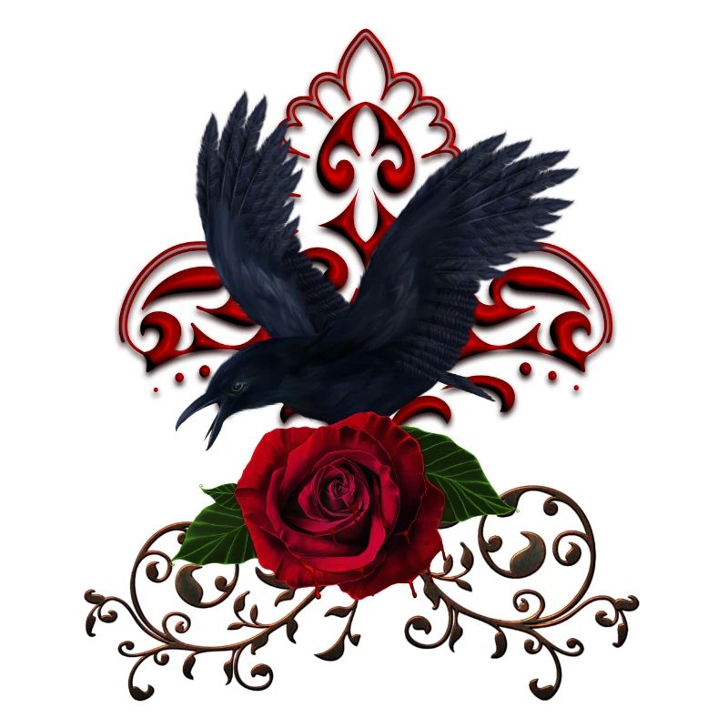 Wonderful raven with rose