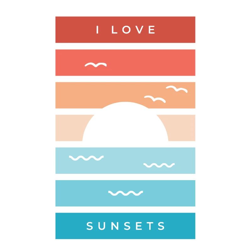 Citation de 'J’adore les couchers de soleil' pour les amateurs de plage