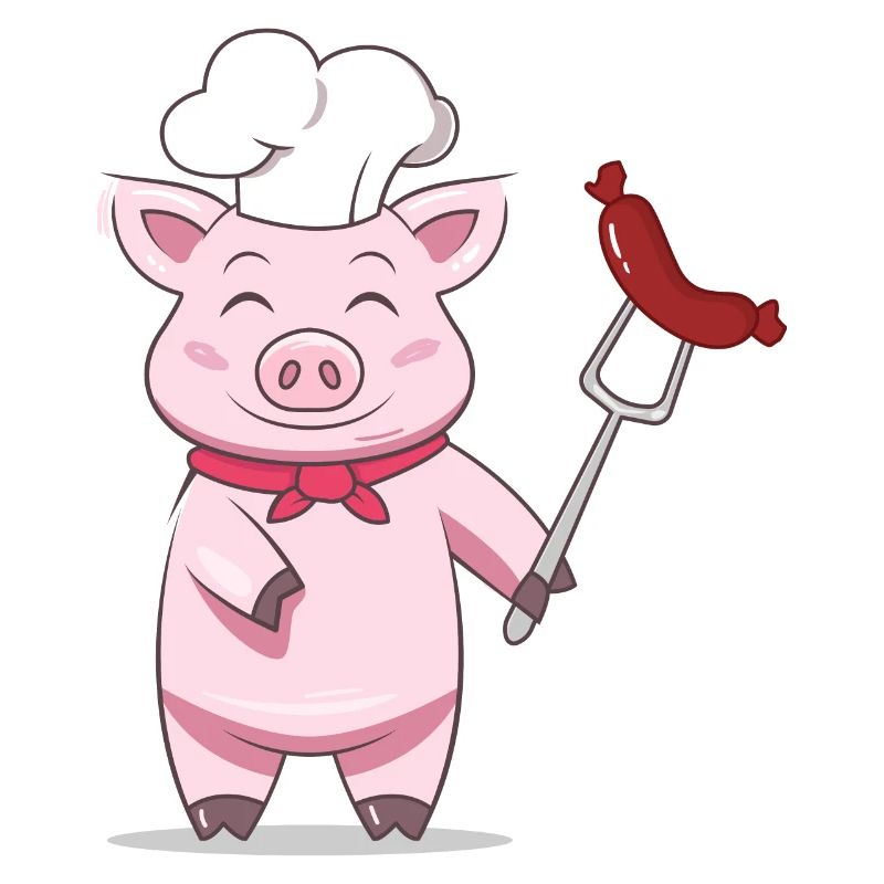 Pig Grill Master avec saucisse – Design drôle