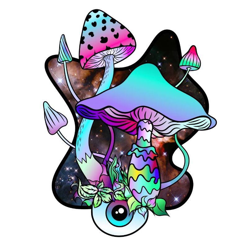 Champignons magiques Champignon coloré Art Goa Psy Trance