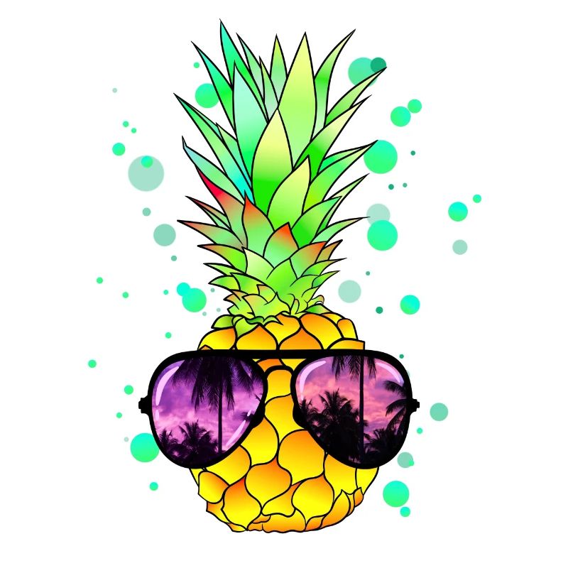 Pineapple with sunglasses tropical cool