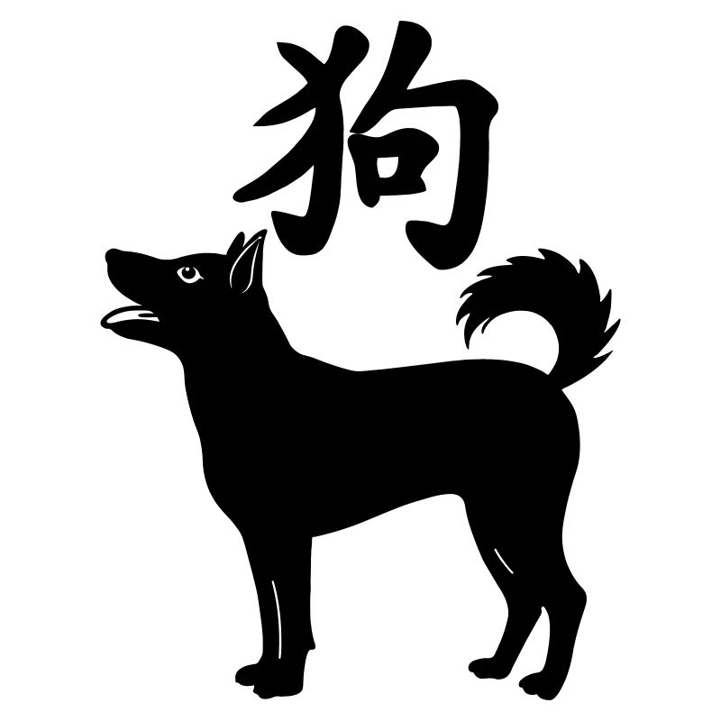 Chien de caractère chinois avec illustration de chien